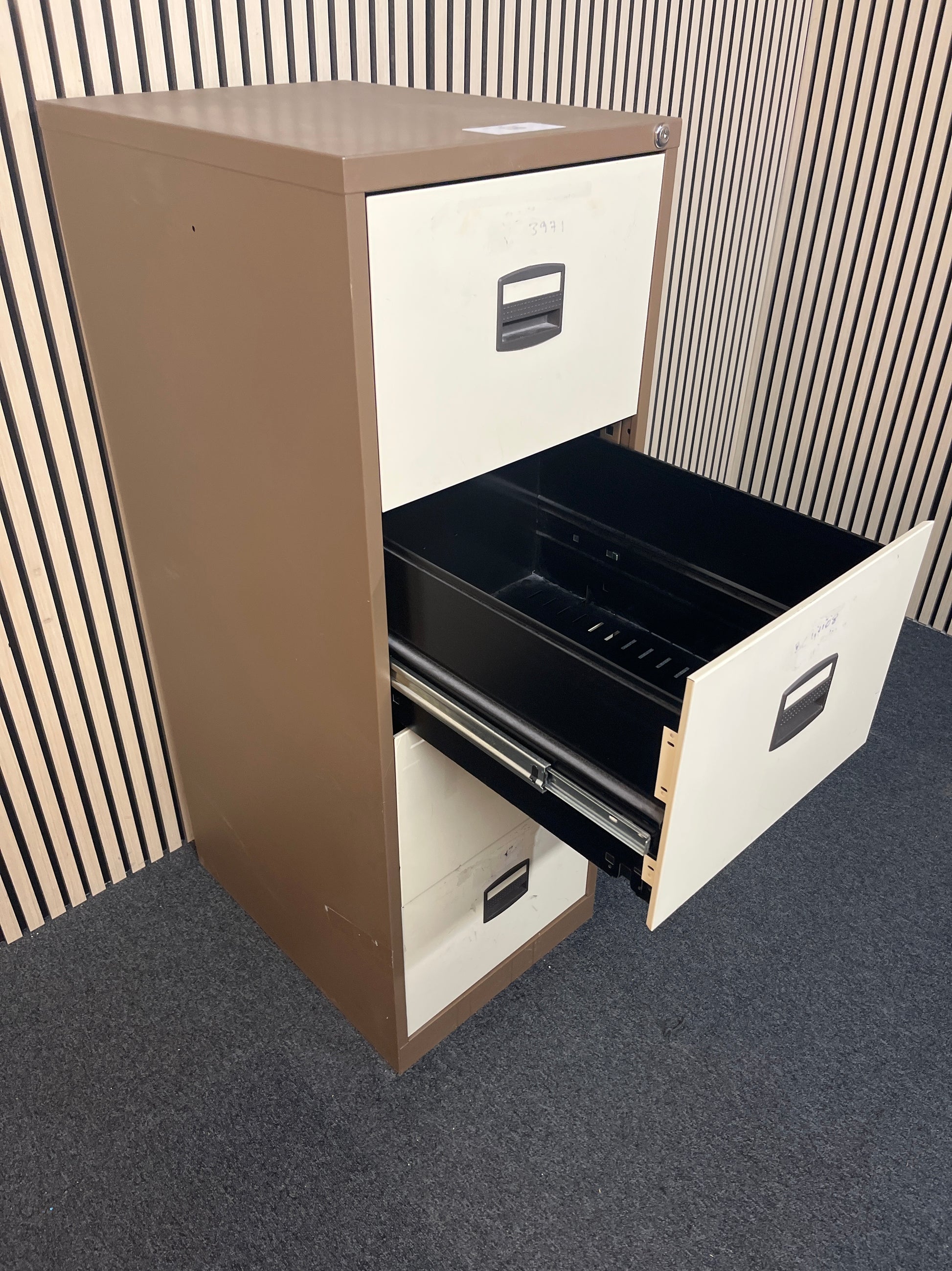 Coffee and cream 4 drawer metal filing cabinet