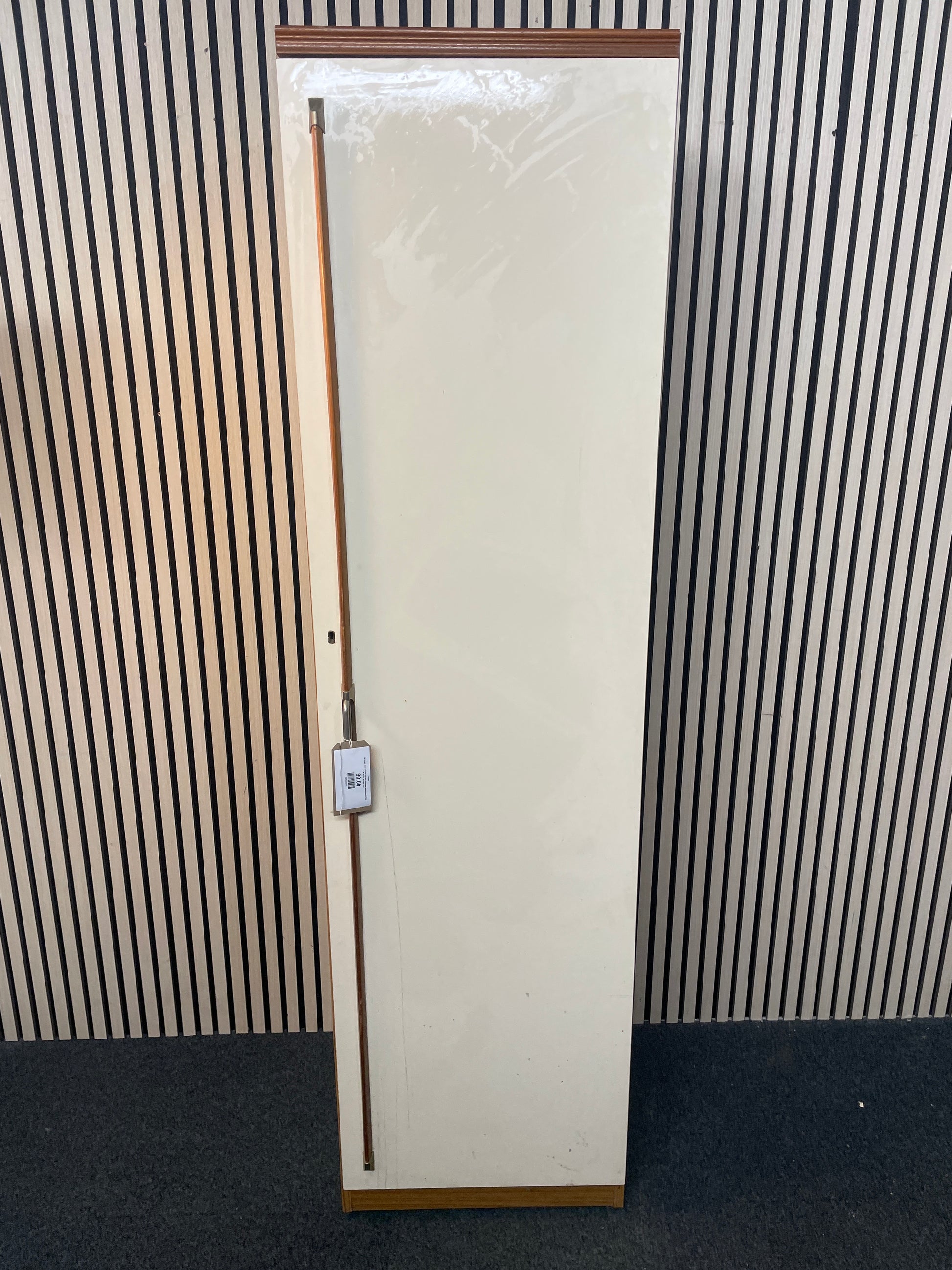Tall single door cream and teak laminate wardrobe (H 190 x W 50 x D 50 cm) 2425