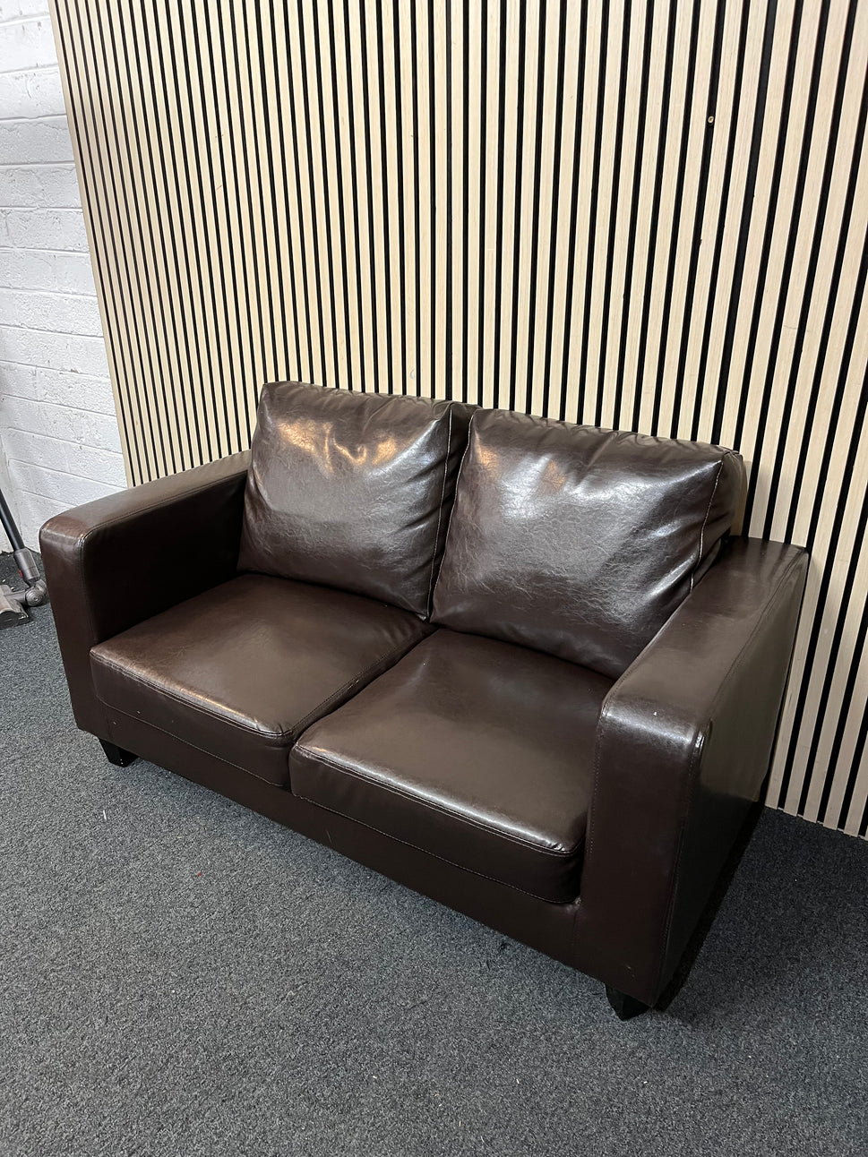 2 seater dark brown PU leatherette sofa 1126