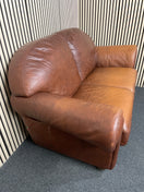 Traditional brown leather two-seater sofa with rolled arms 170Wx60D 44549