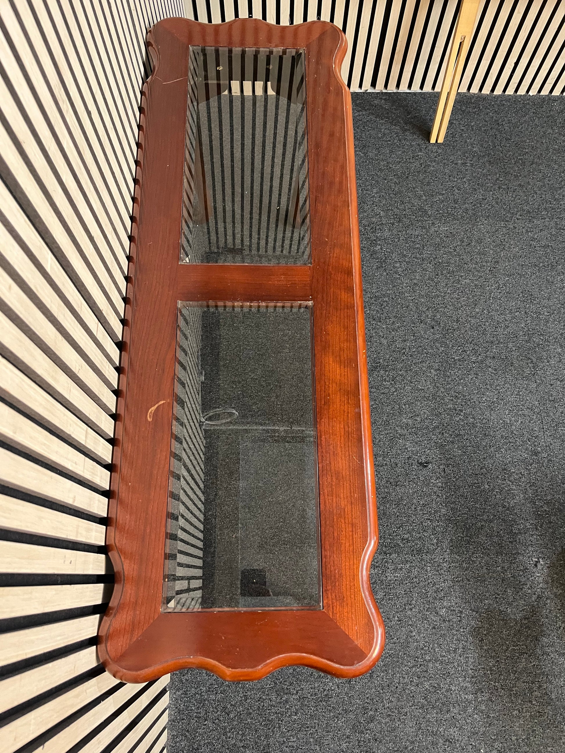 Dark wood glass top console table (H 67 x W 120 x D 40 cm) 43817