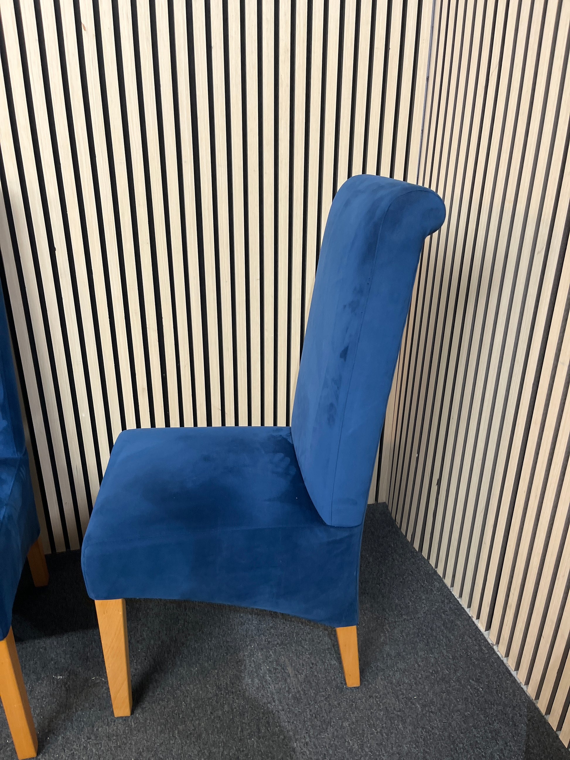 High back dark blue velvet dining chair, solid wood frame (SET OF 4) 3126
