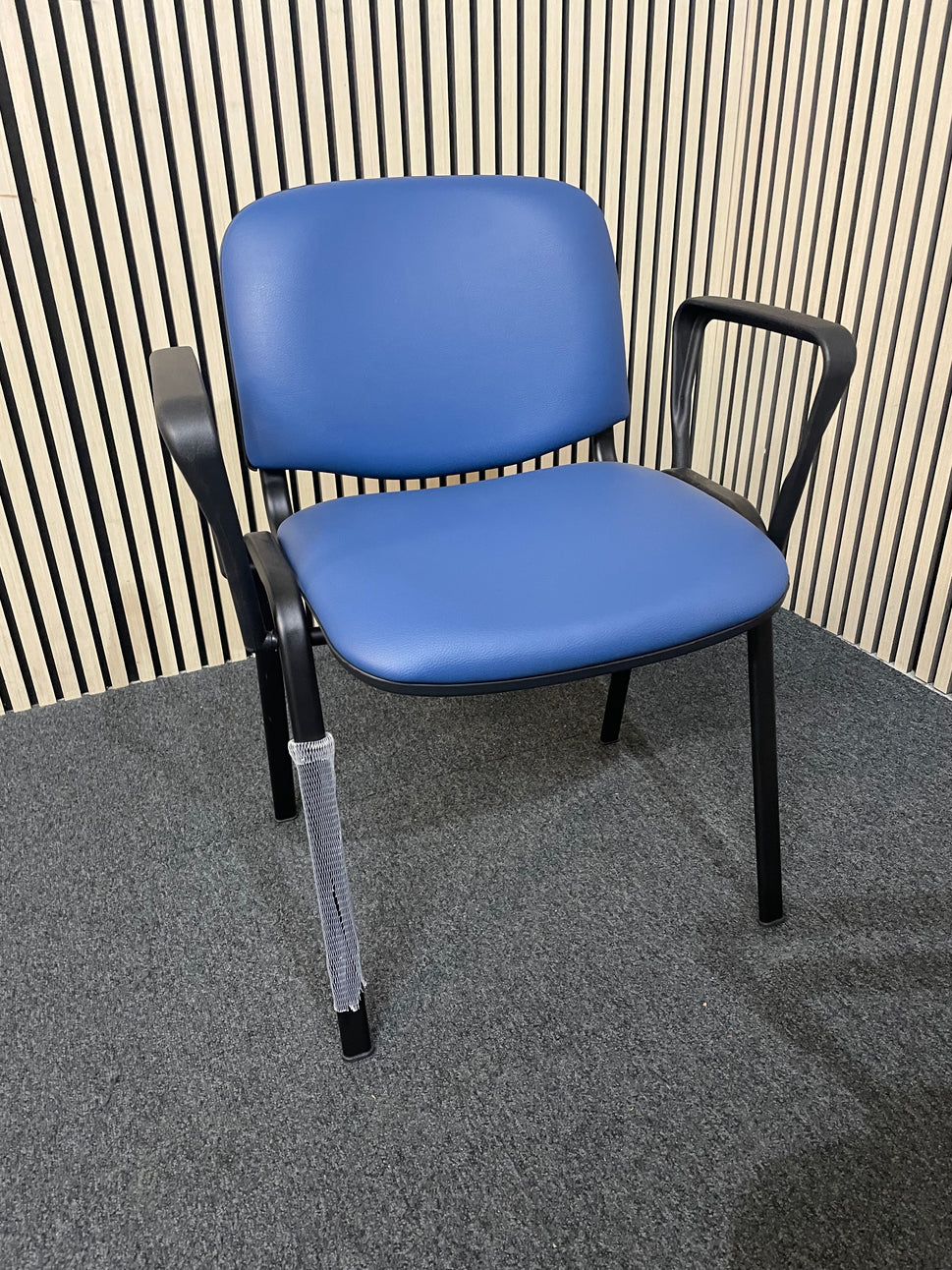 NEW Taurus Blue framed stacking meeting chair with blue vinyl seat and back. PRICE INC VAT.
