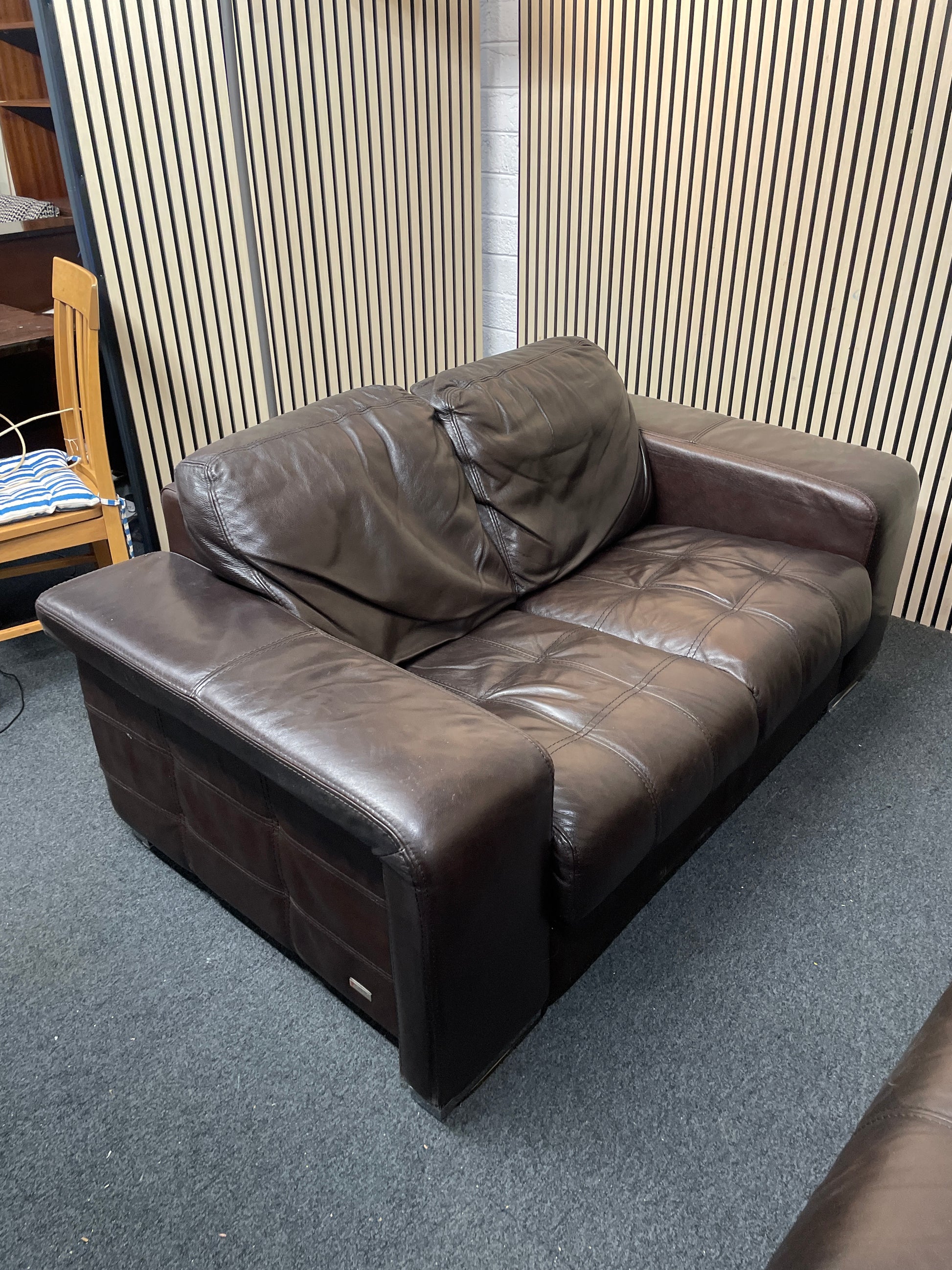 3+2 soft dark brown leather sofa suite 2425
