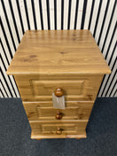 3 drawer oak laminate bedside locker 40Wx40Dx68H 44461