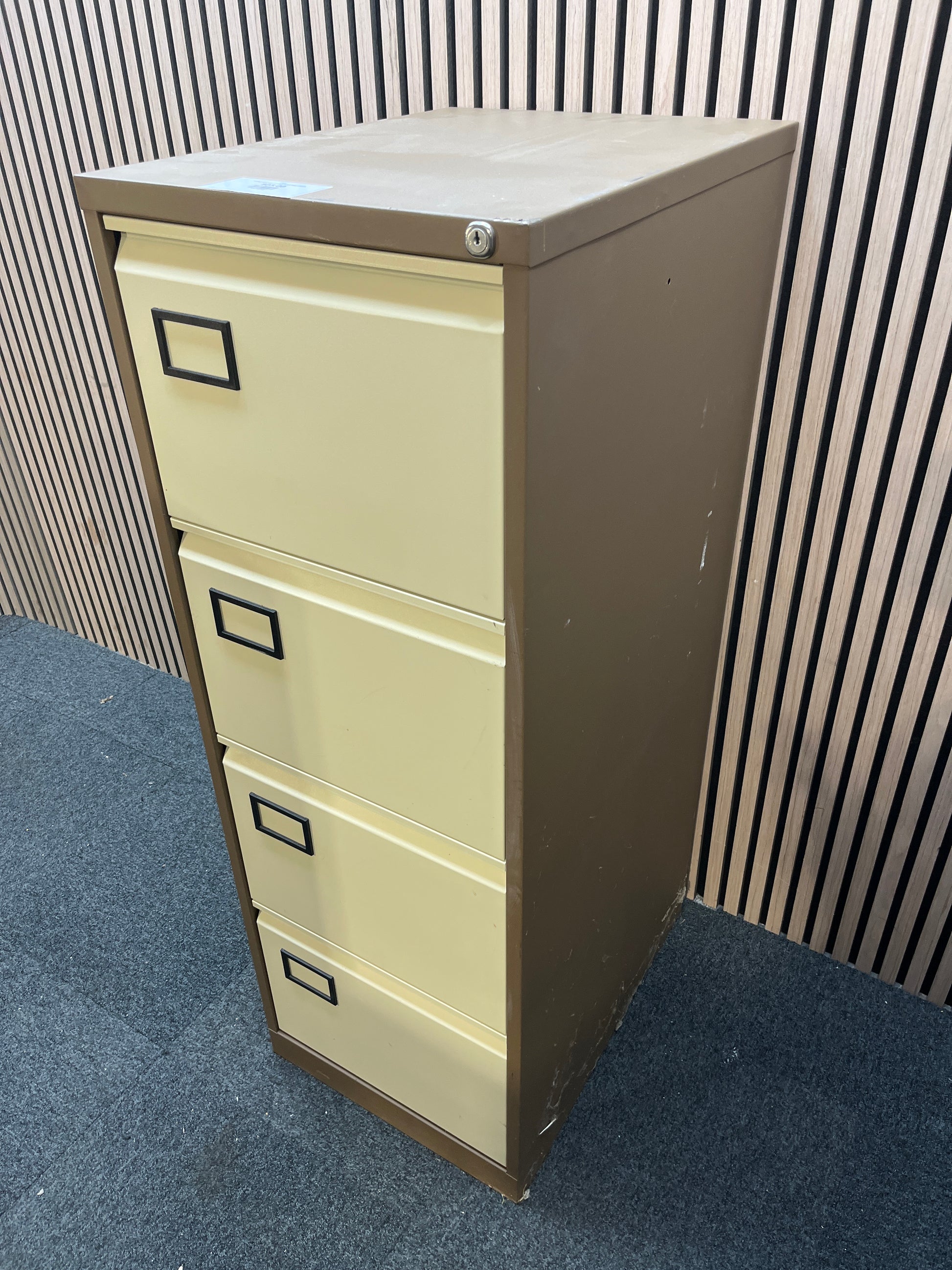 Coffee and cream 4 drawer metal filing cabinet