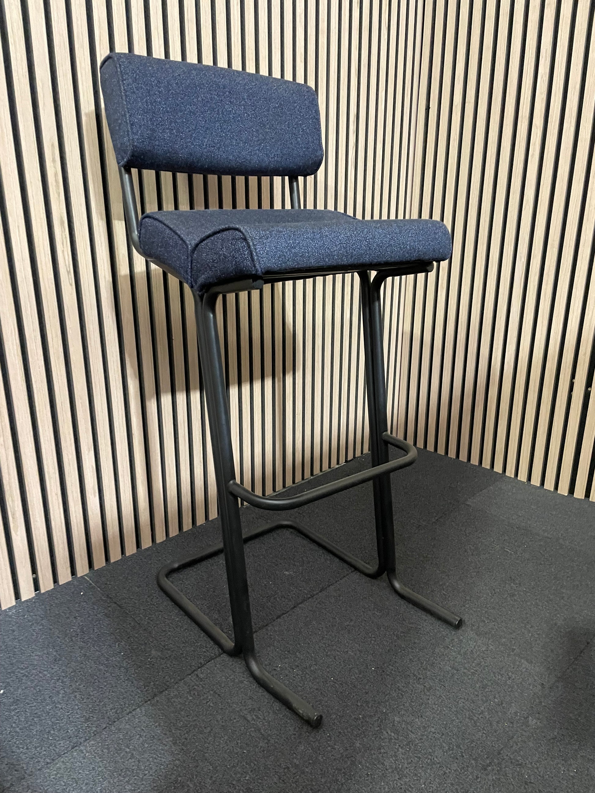 Ex-Demo Highback Navy Fabric Stool w/ Foot Rest
