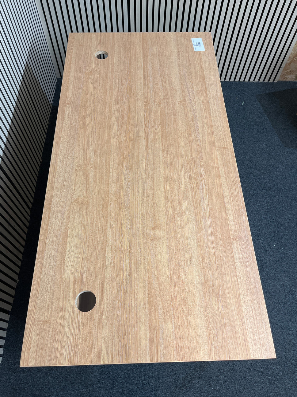 Oak laminate straight desk 1535Lx750D with graphite metal box legs