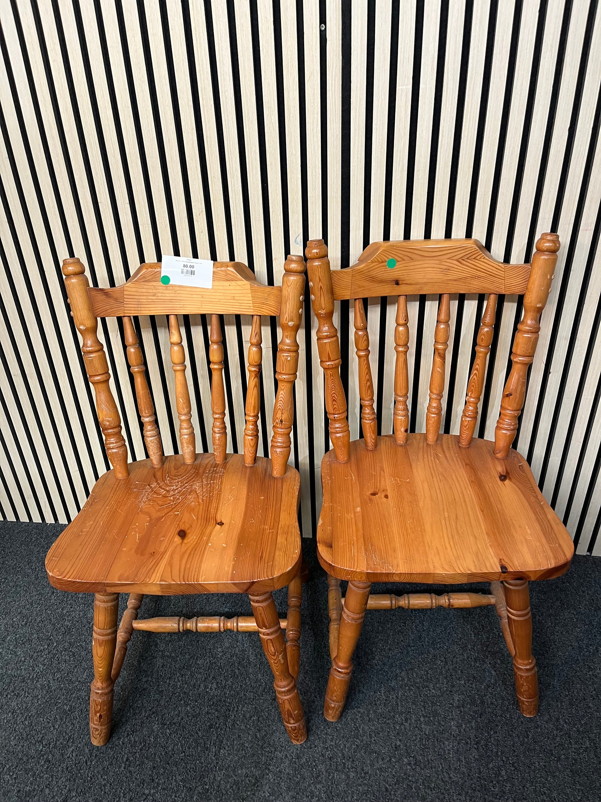 Set of 2 x Pine Spindle Back Chairs 1126