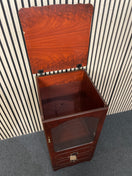 Mahogany 1 glass door 2 drawer small storage unit (H 102 x W 50 x D 50 cm) 44534