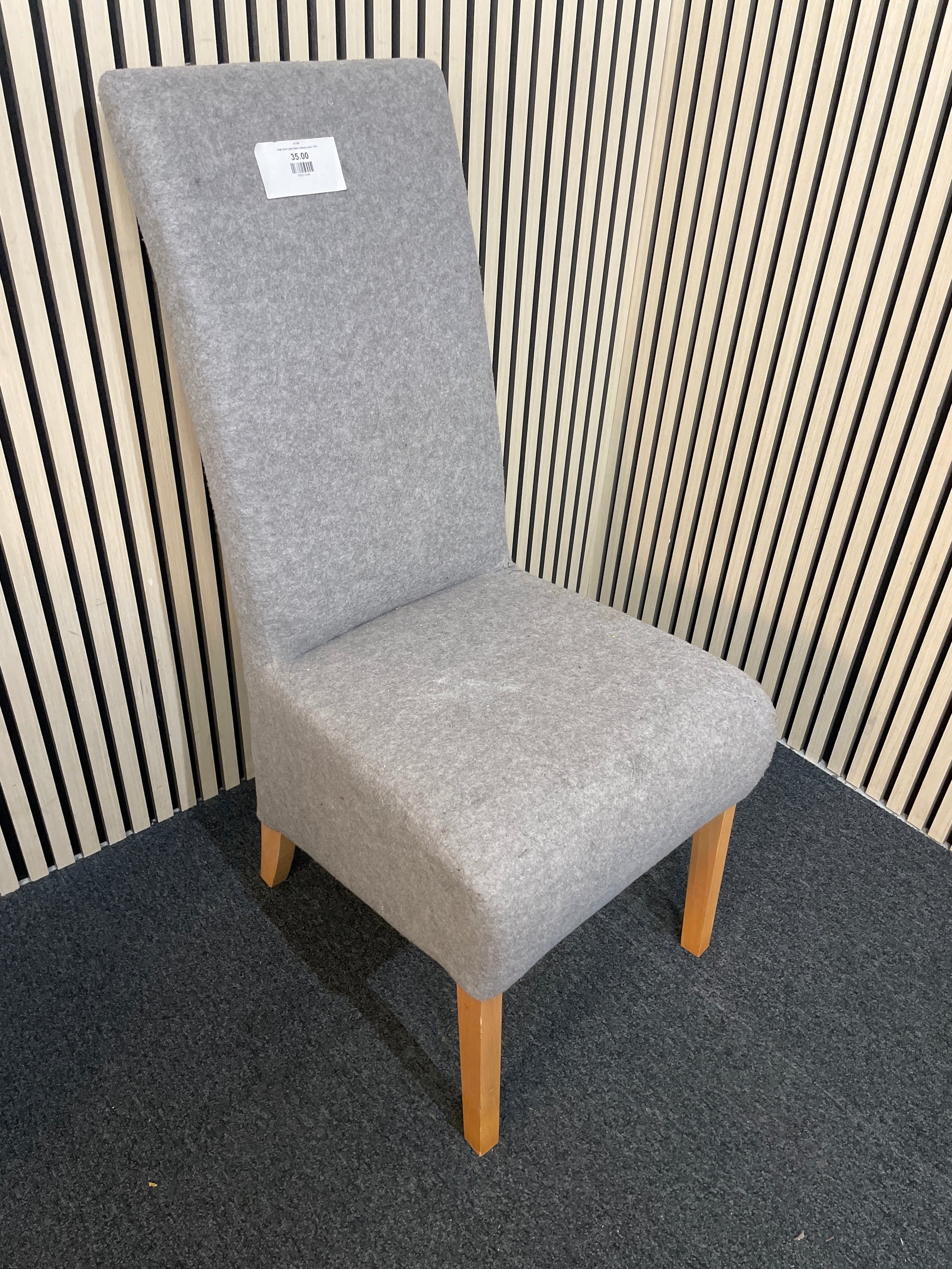 High back grey fabric dining chair 1425