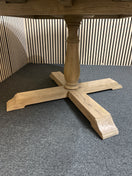 Limed oak circular extendable dining table with coloumn base (diameter 120 cm + 45 cm extension) 44800