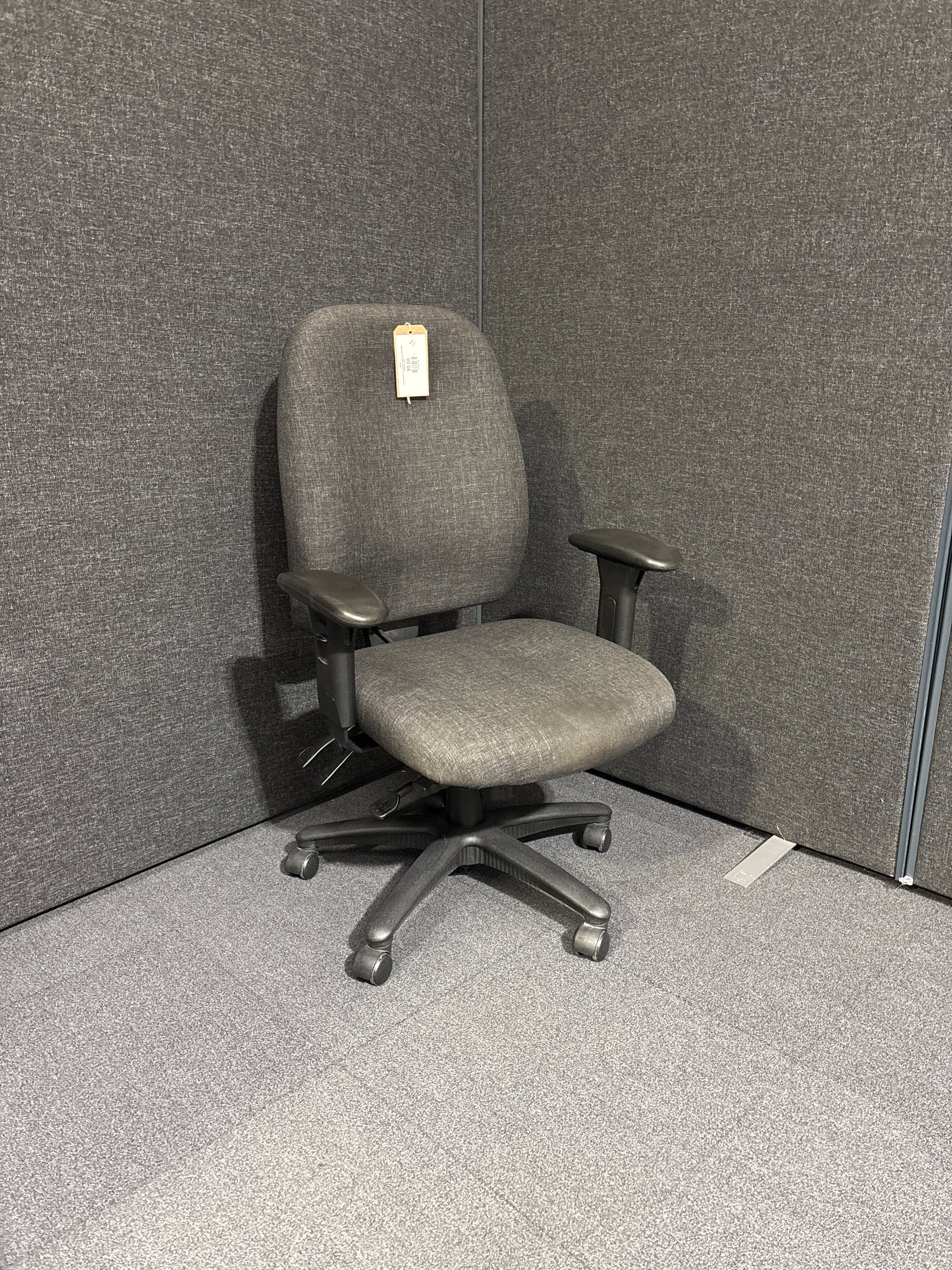 Charcoal fabric second hand swivel chair with height adjustable arms