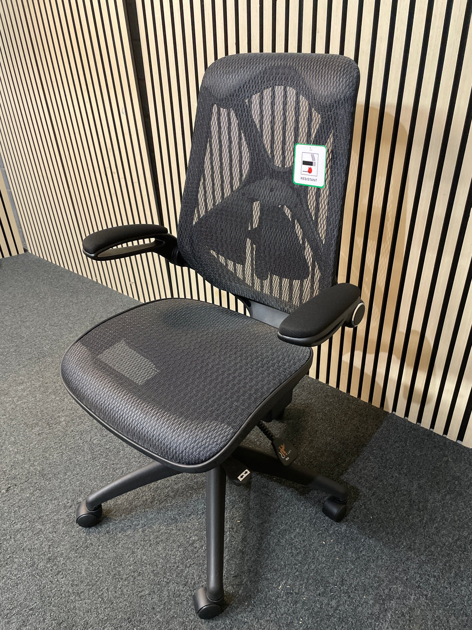 Napier high mesh back operator chair with mesh seat - black with folding arms