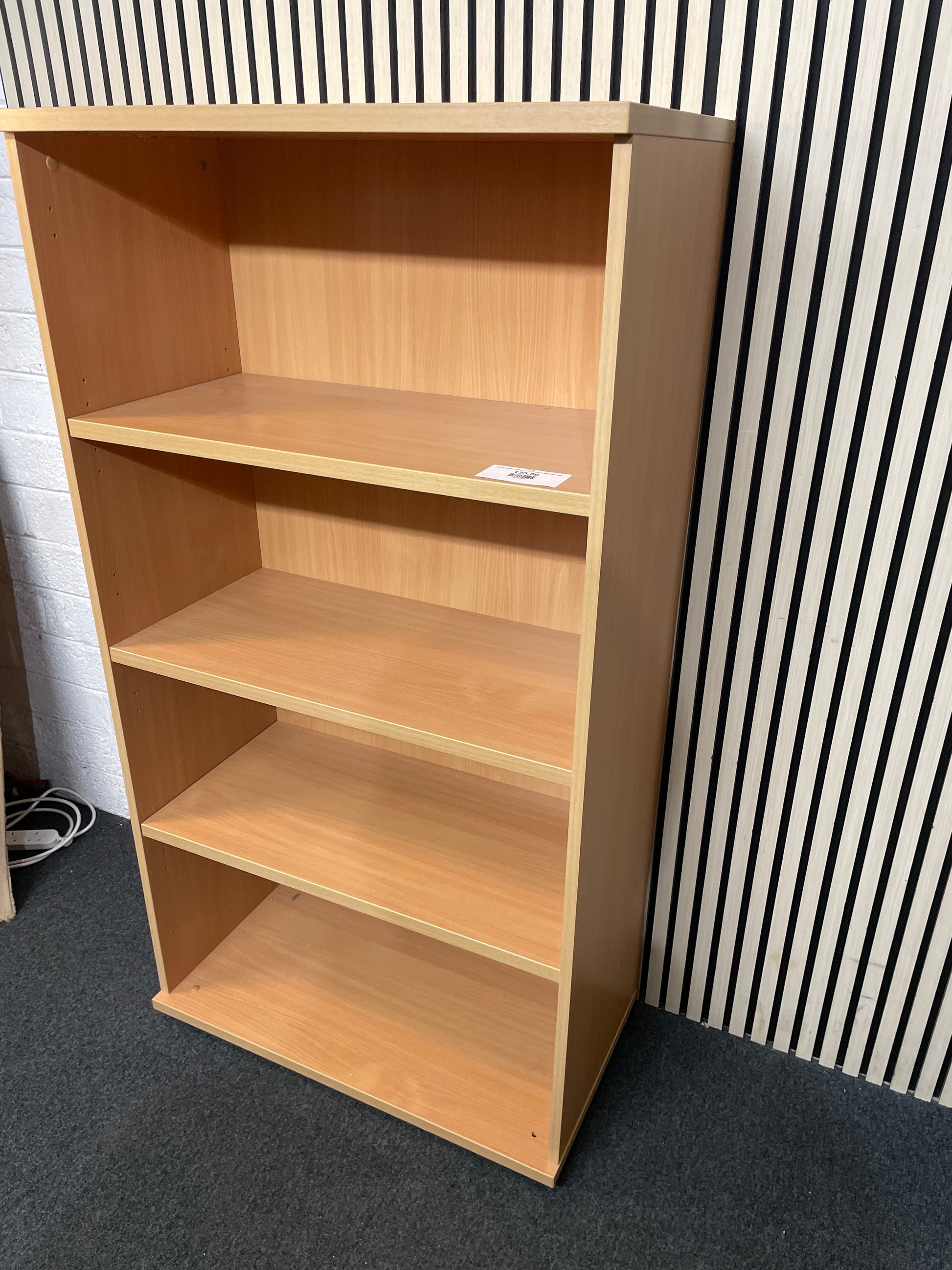 Beech laminate medium open bookcase 80Wx42Dx150H