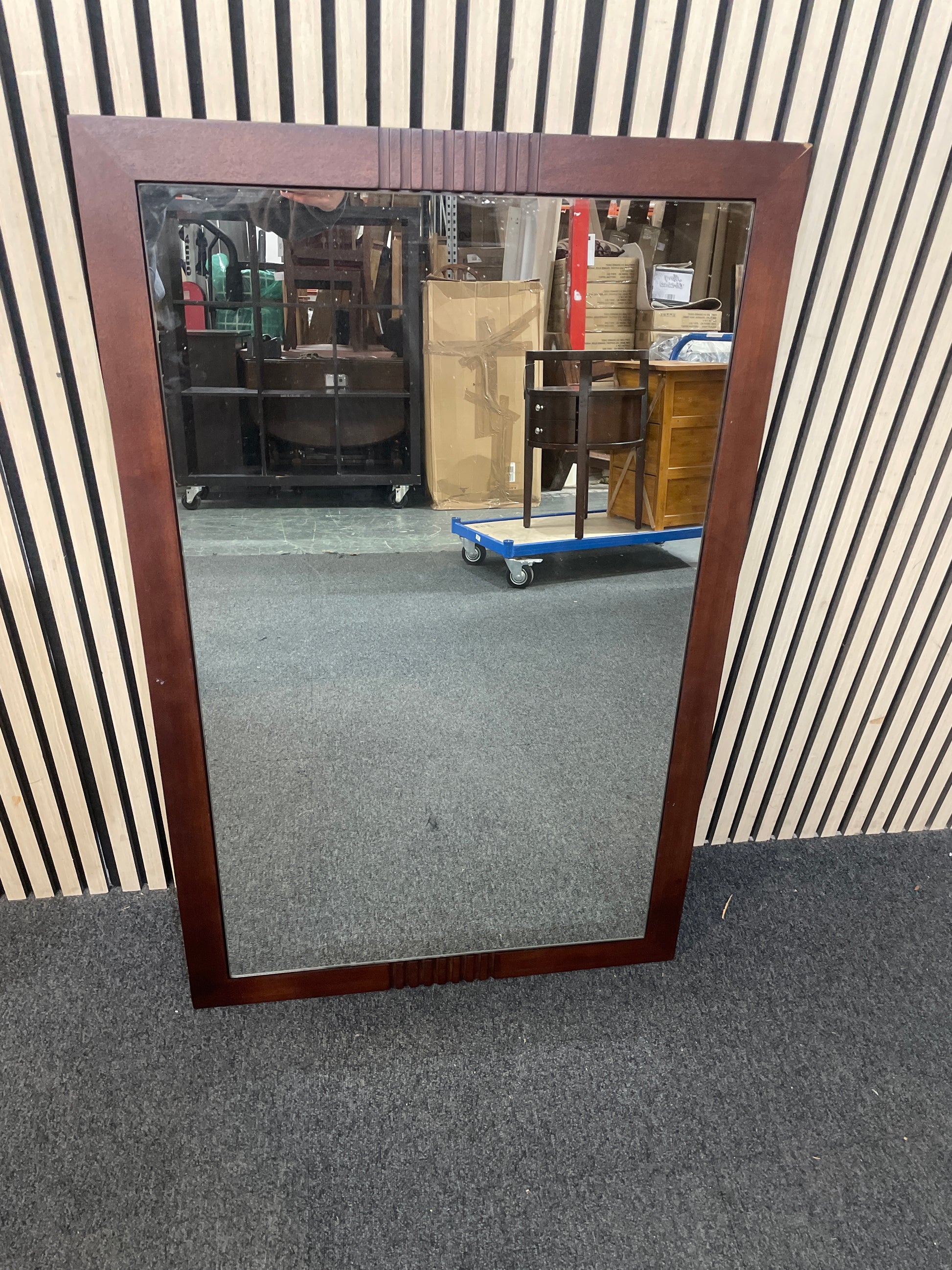 Large solid dark wood framed mirror (70 x 110 cm) 3126