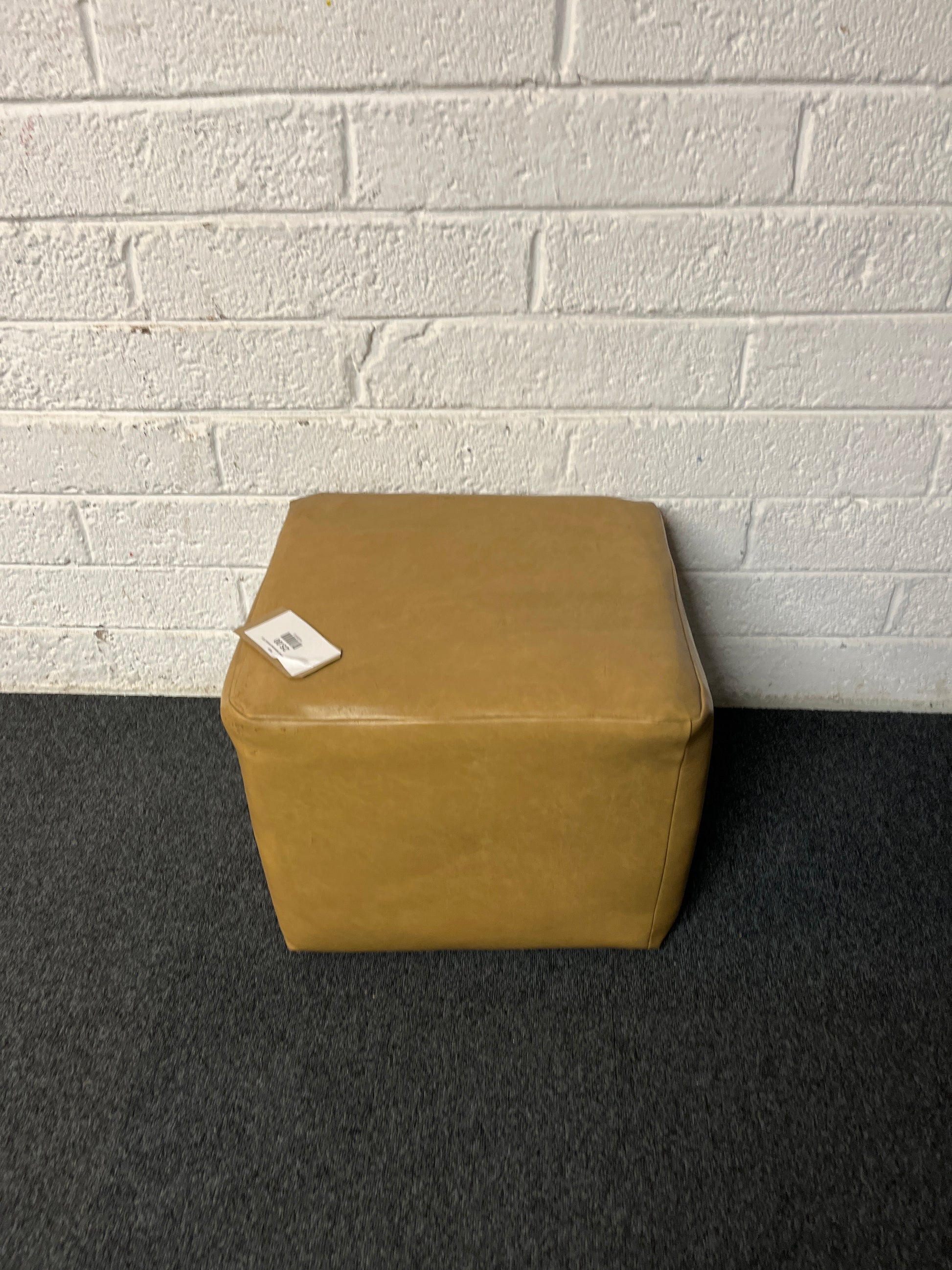 Small brown leatherette footstool 1225