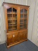 Tall stained oak glass display case (H 186 x W 116 x D 42 cm) 44664