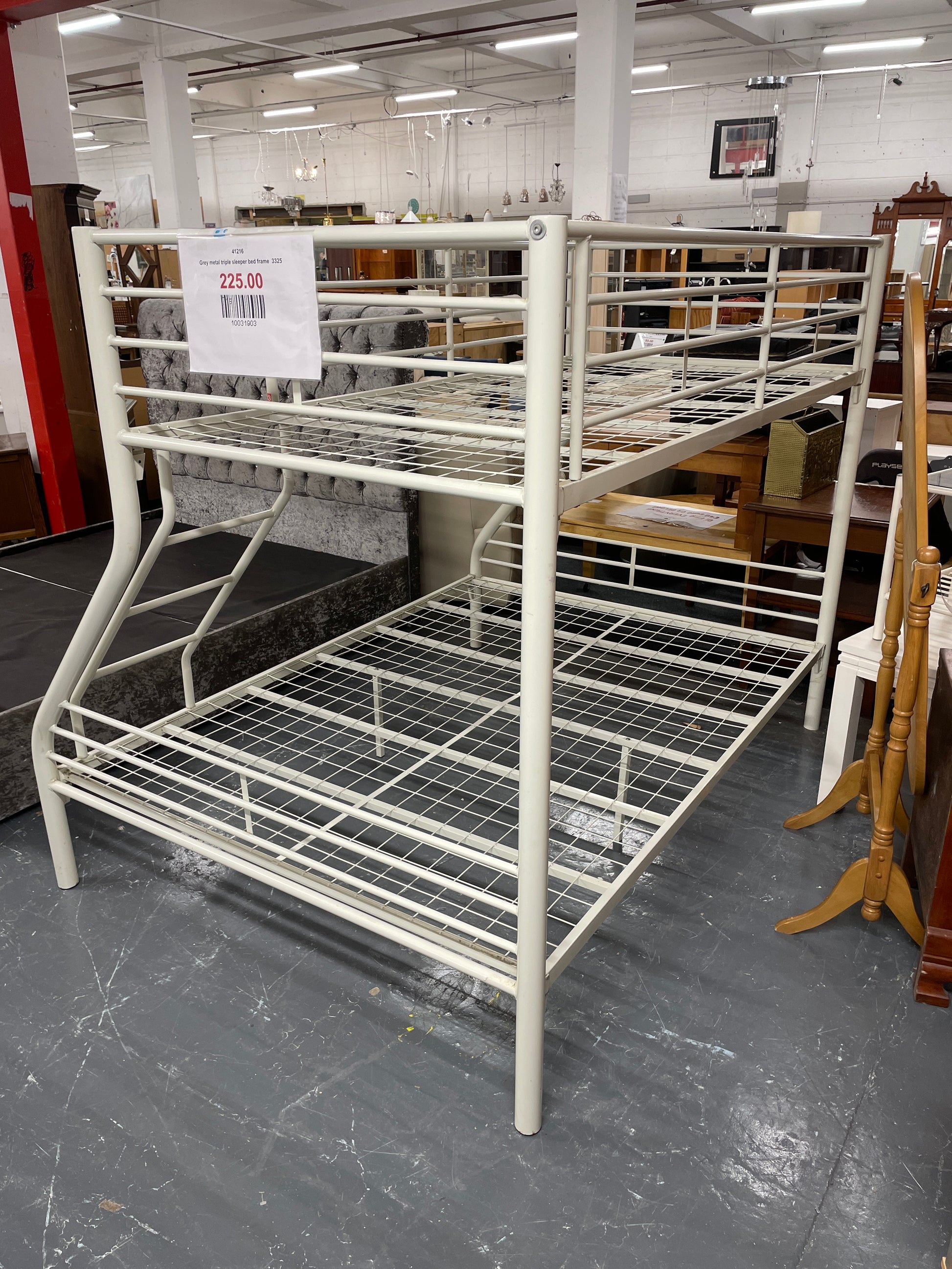 Grey metal triple sleeper bed frame 3325
