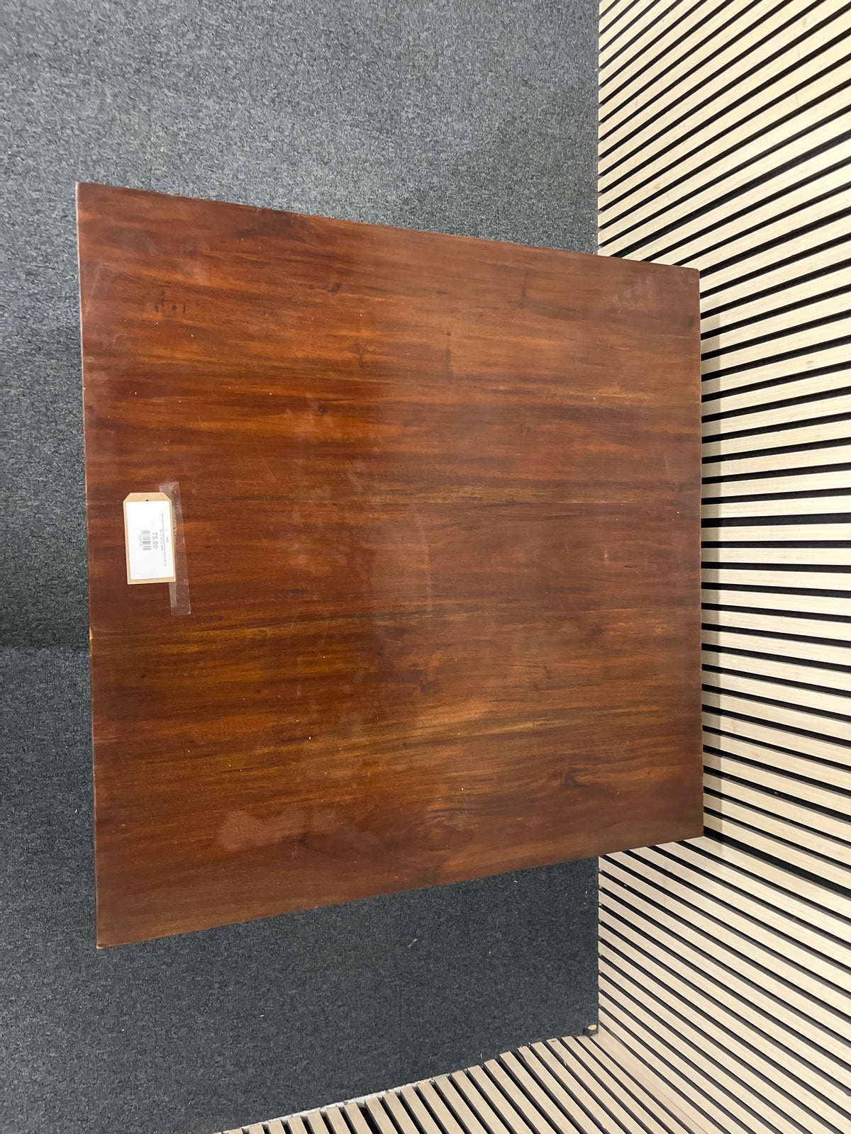 Solid wood low dark wood stained coffee table (H 46 x W 100 x D 100 cm) 44265
