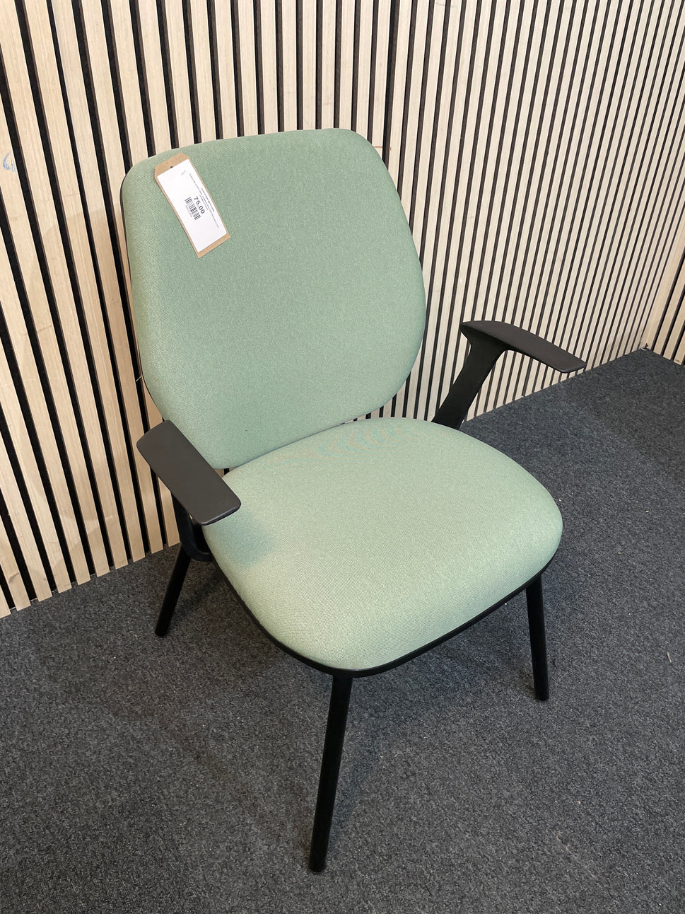 Pawd jade green fabric meeting chair with fixed arms and cantilever frame
