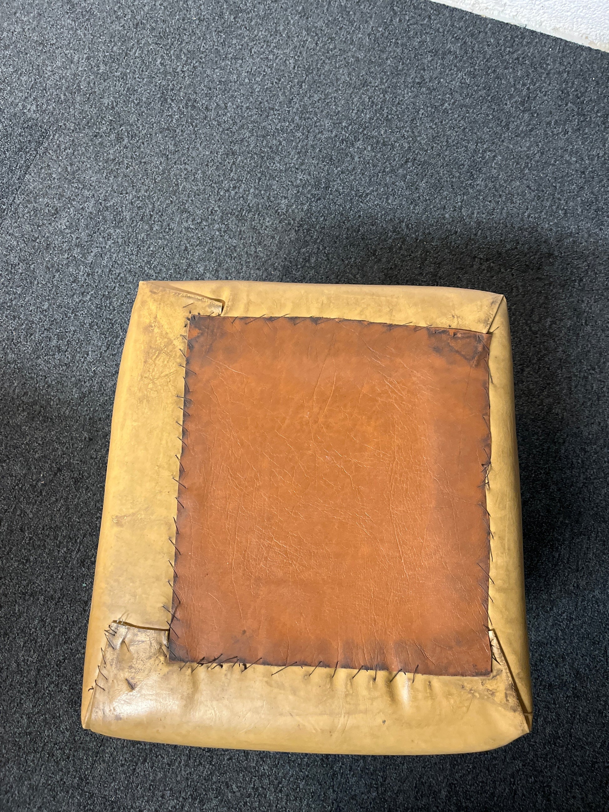 Small brown leatherette footstool 1225
