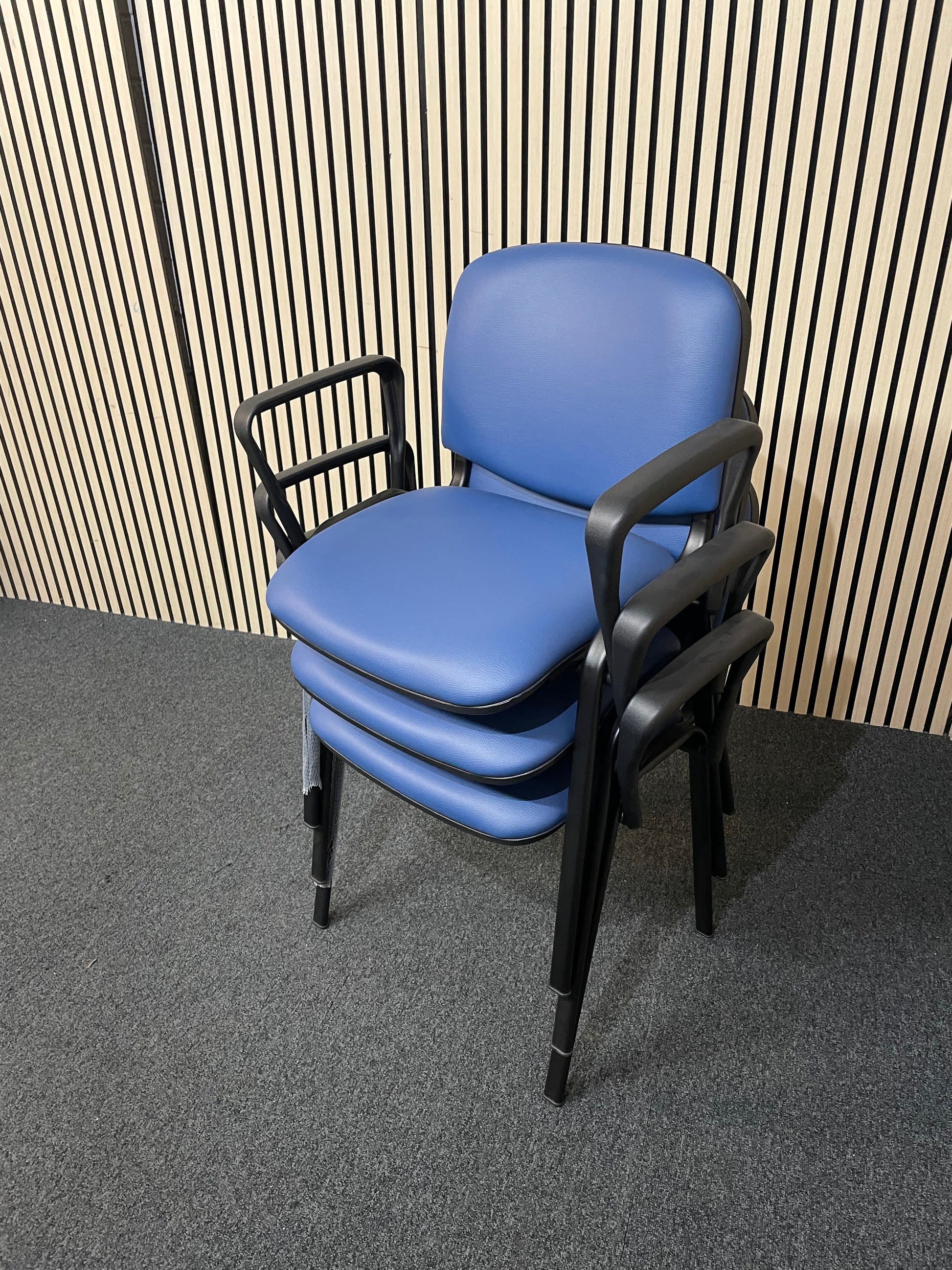 NEW Taurus Blue framed stacking meeting chair with blue vinyl seat and back. PRICE INC VAT.