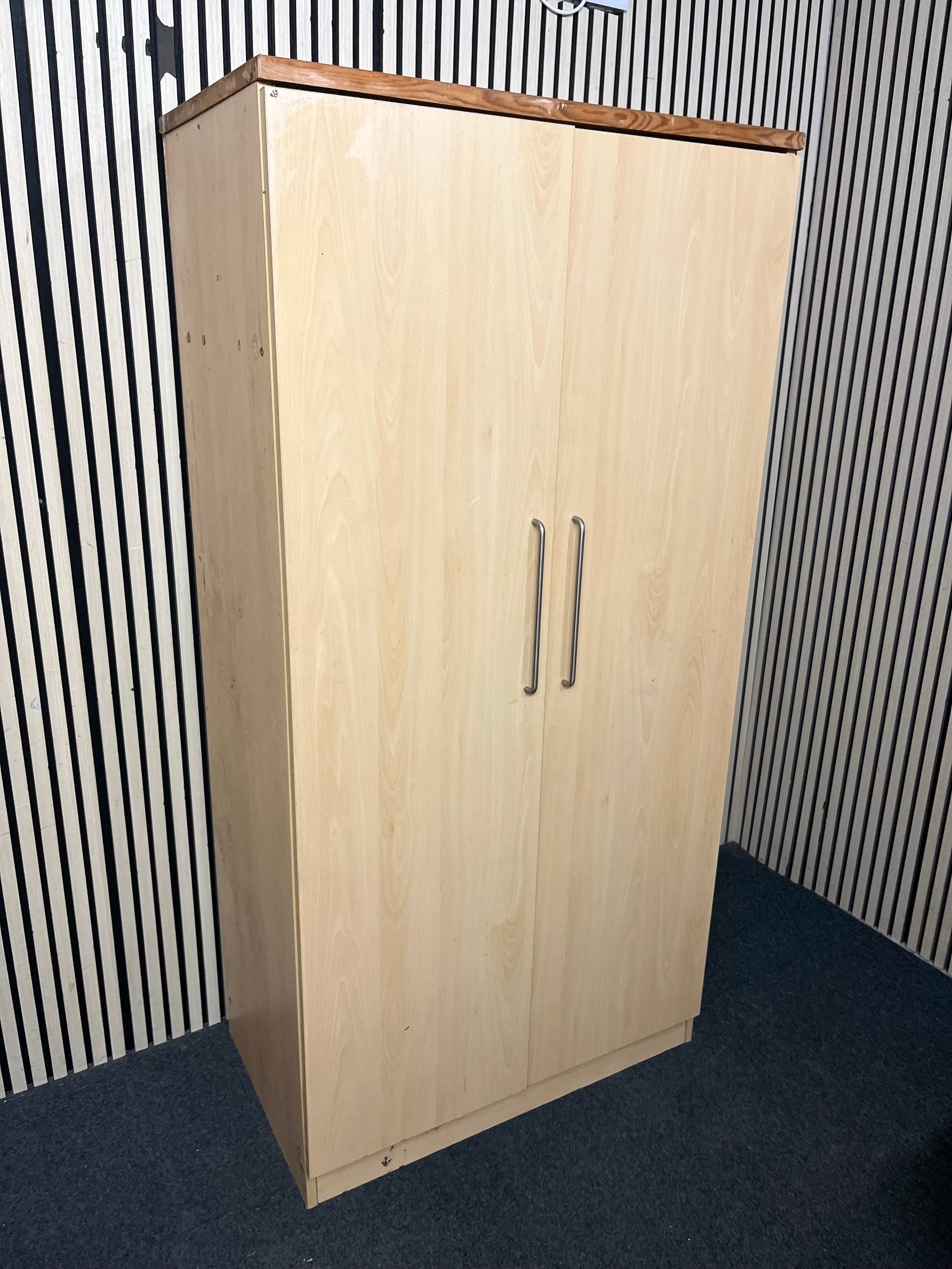 Tall 2 door beech laminate wardrobe (H 183 x W 90 x D 54 cm) 43375