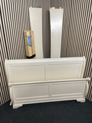 5ft Modern white painted wooden bed frame featuring supportive timber slats. 44523