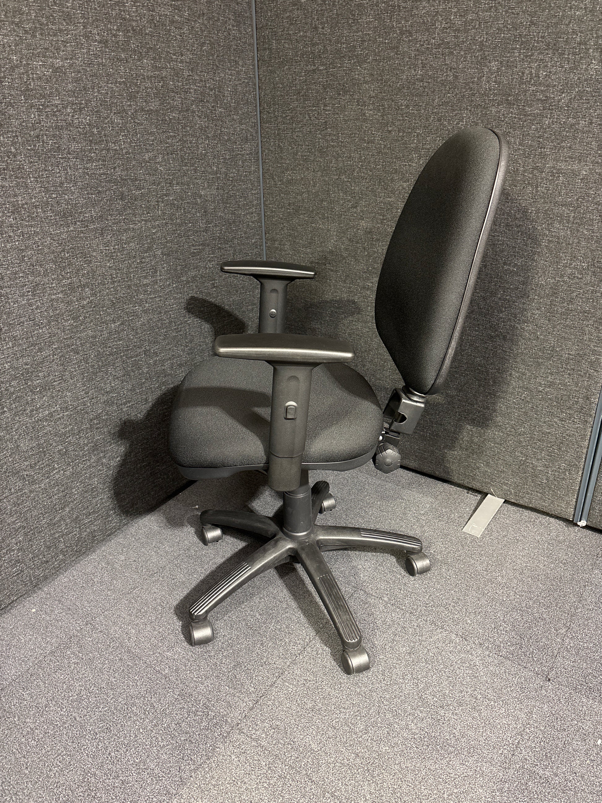 Black fabric BA900 high back swivel with fixed loop arms