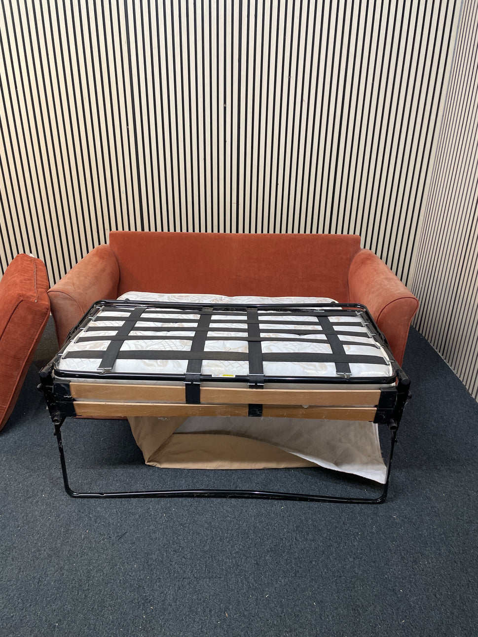 Red fabric 2 seater sofa bed (Width 160 cm) 1126