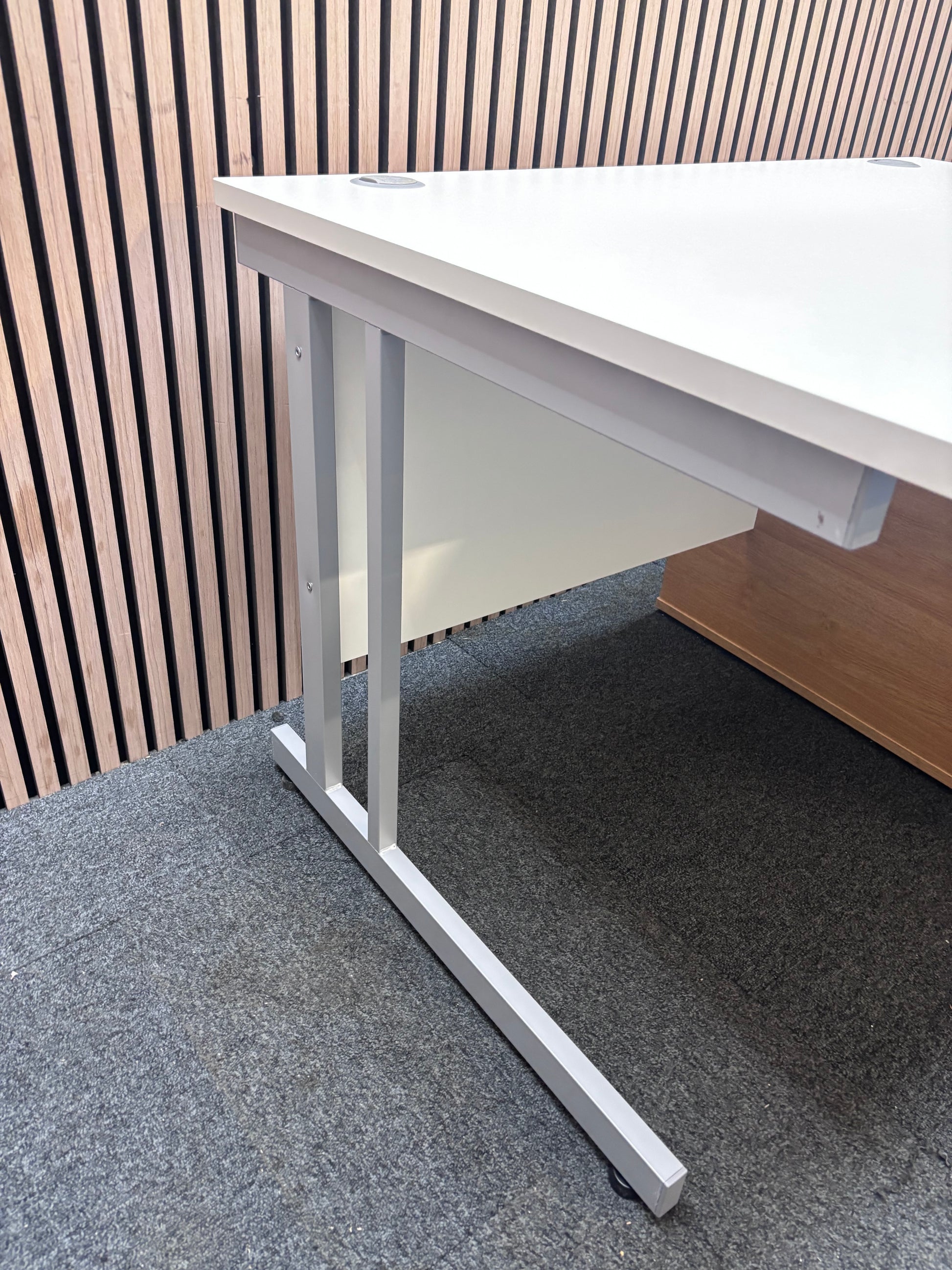 New White 1200 x 800 top with oak desk high pedestal - price Inc 23% VAT