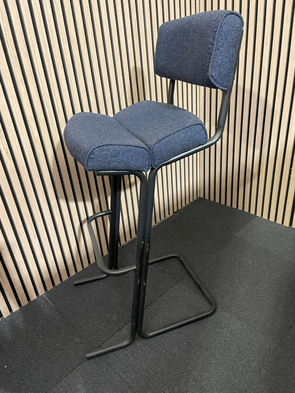 Ex-Demo Highback Navy Fabric Stool w/ Foot Rest
