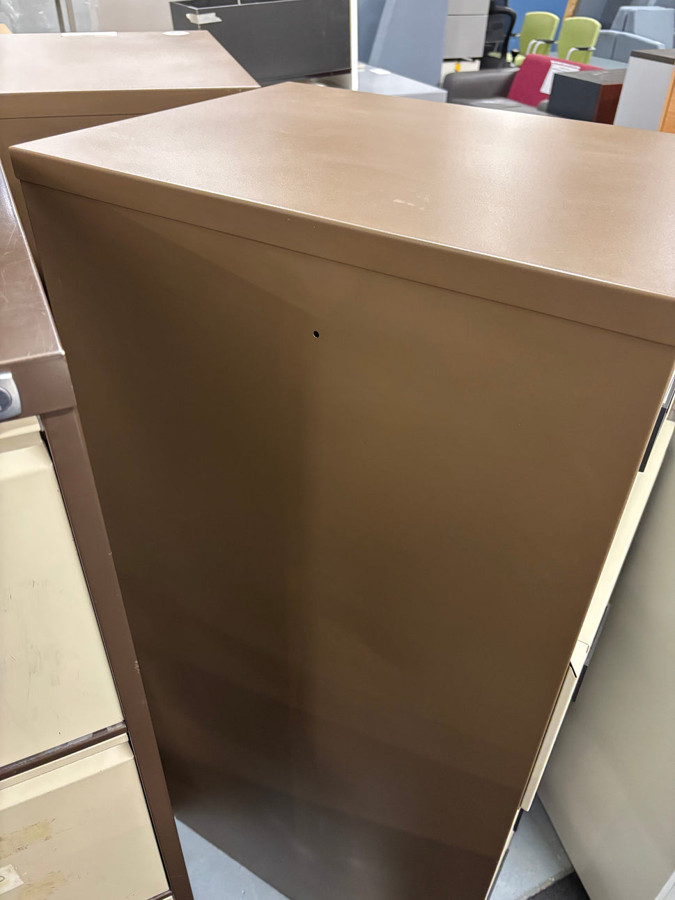 SECONDHAND 4 drawer metal filing cabinet in coffee cream with key