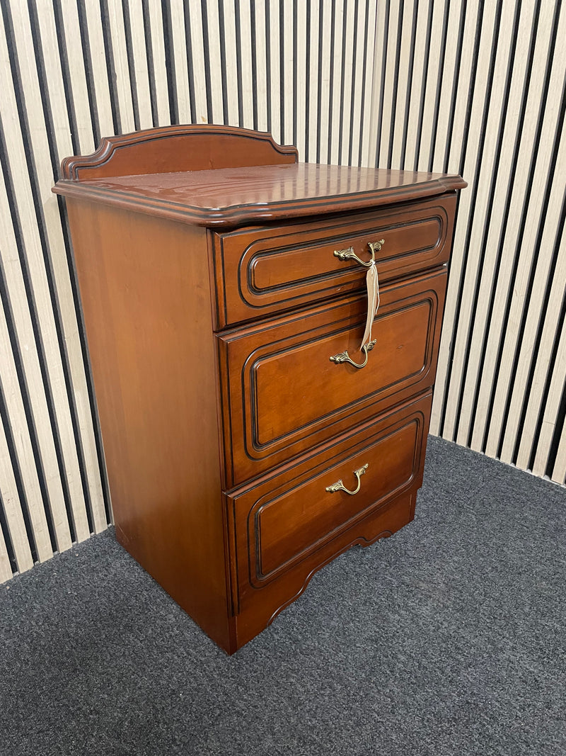 Mahogany 3 drawer bedside locker 44649