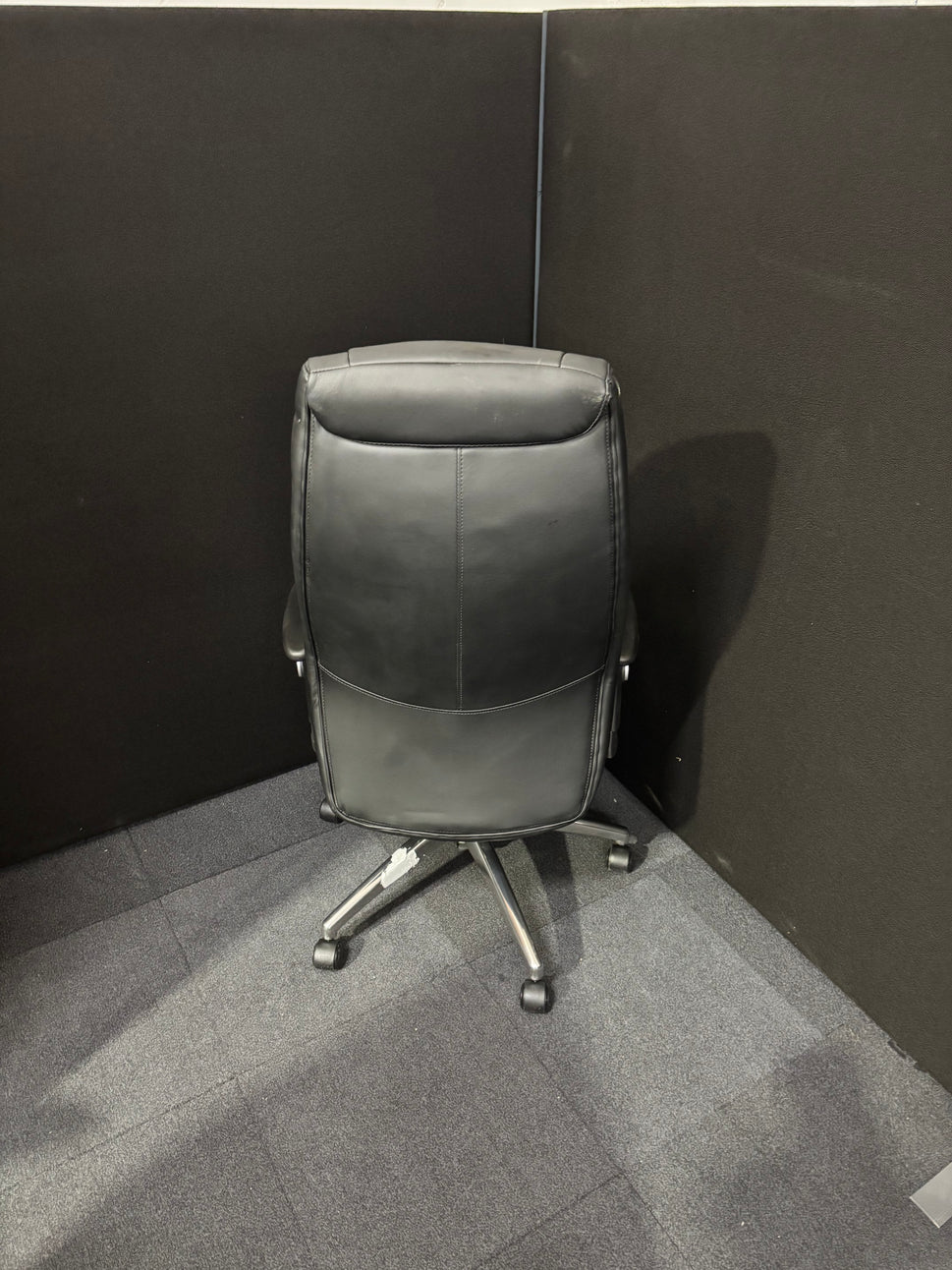 Odessa liquidated high back executive chair - black faux leather, polished metal base, height adjustable arms, price inc vat