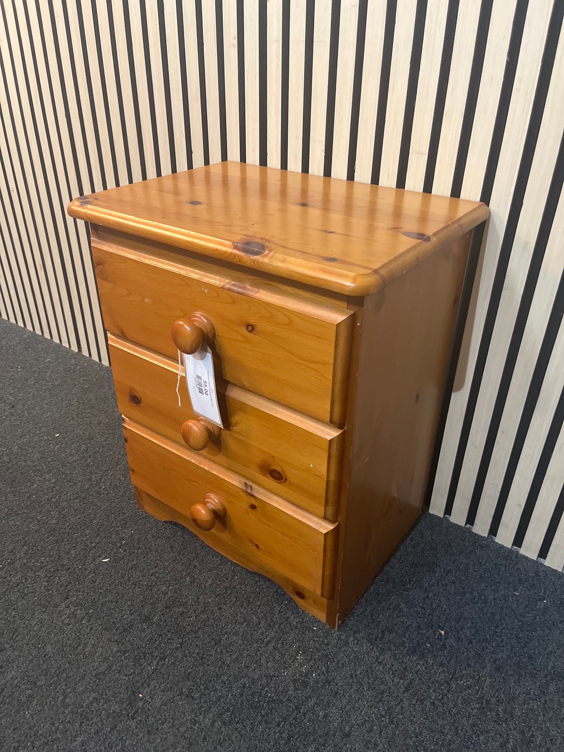 Solid pine 3 drawer bedside locker 43751