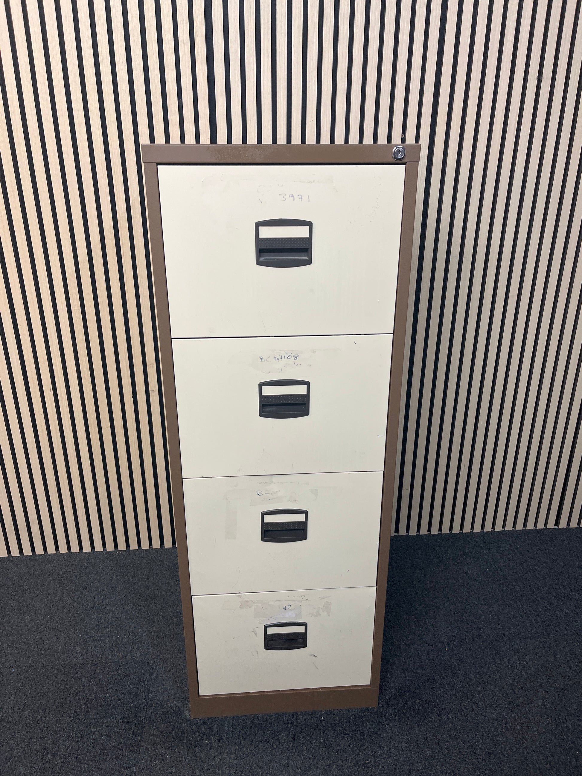 Coffee and cream 4 drawer metal filing cabinet