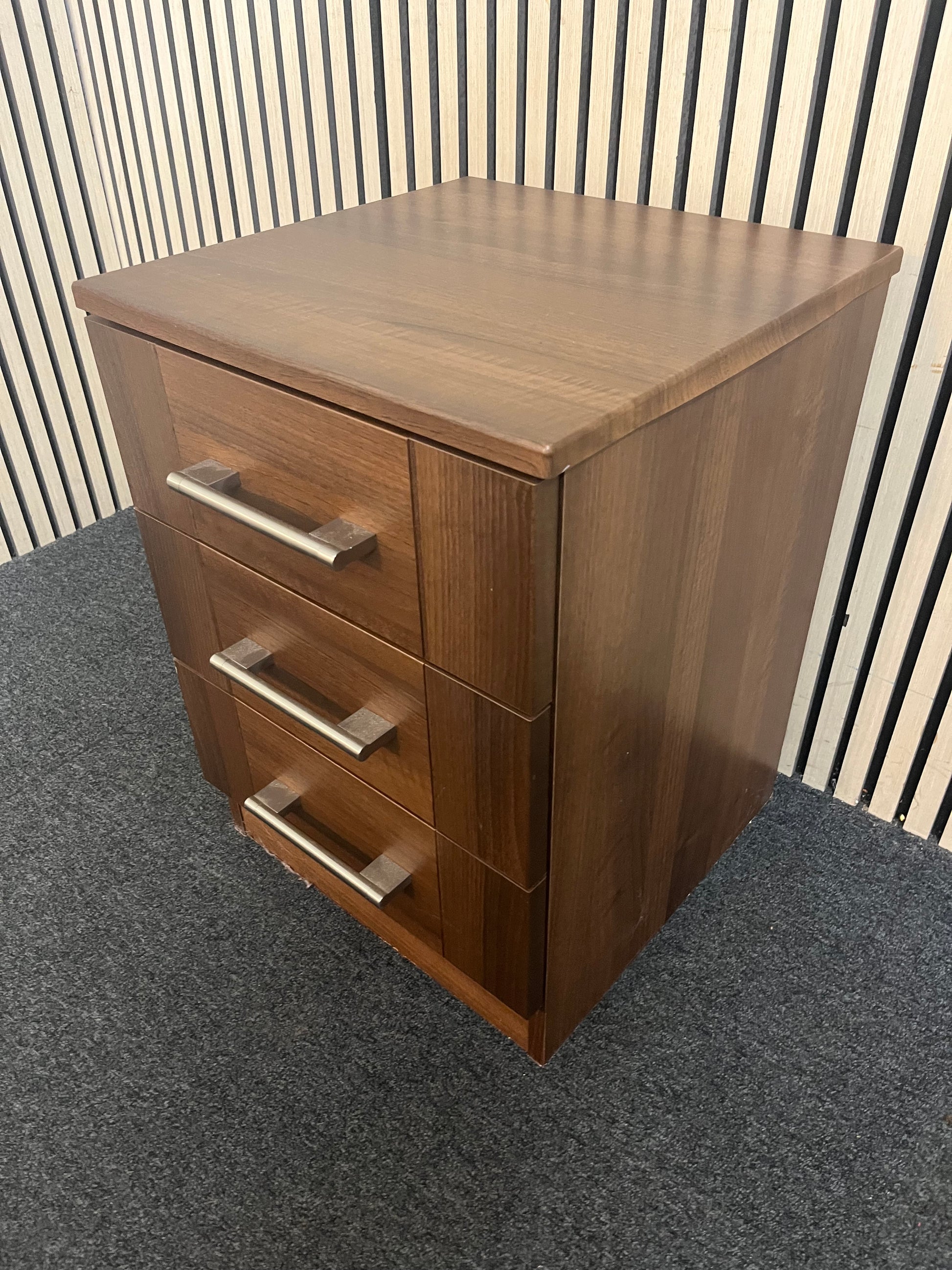 Walnut laminate 3 drawer bedside locker 43738