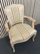 Solid wood cream painted ornate Italian limogue armchair with mixed fabric 44541