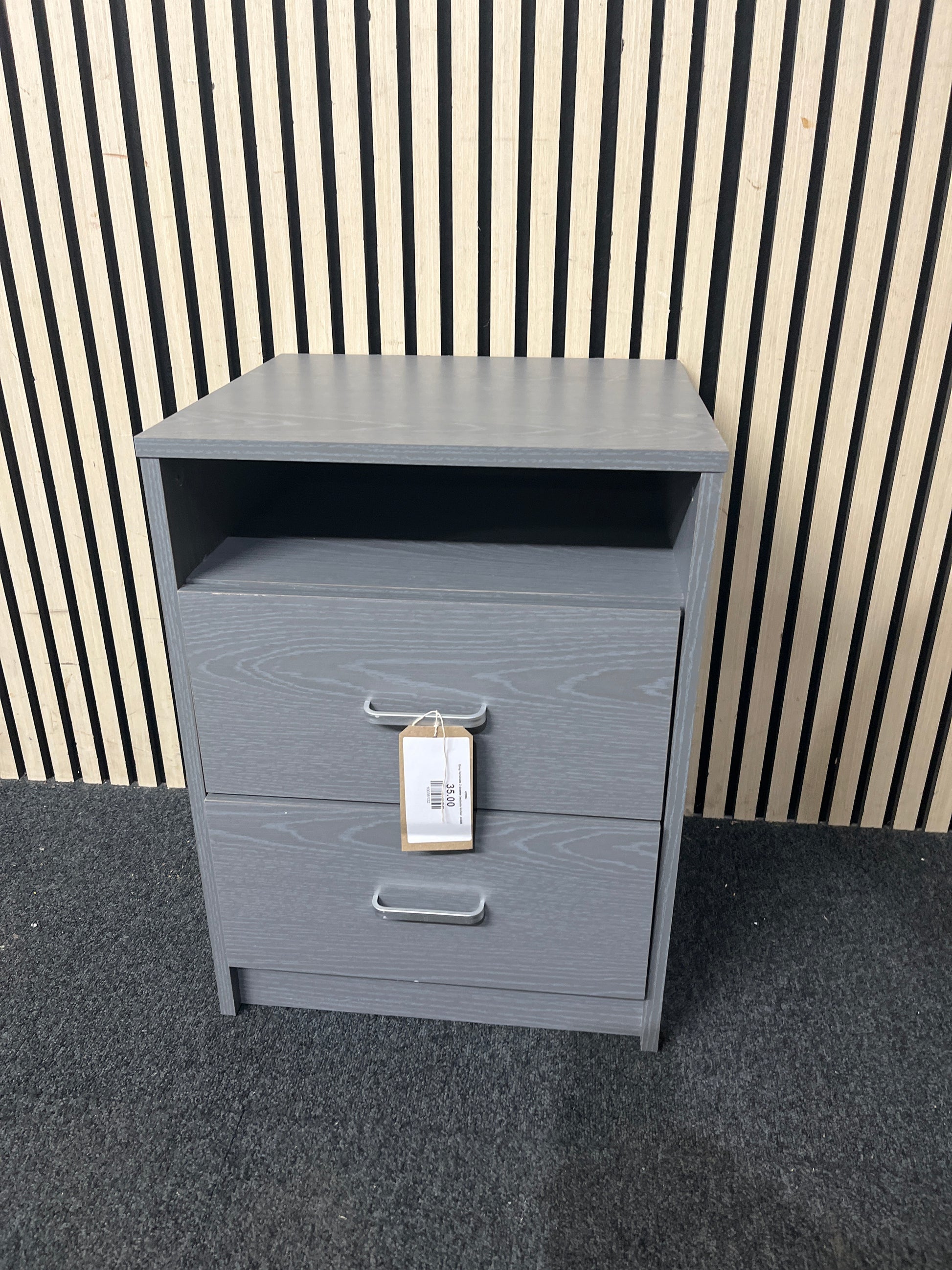 Grey laminate 2 drawer bedside locker 43886