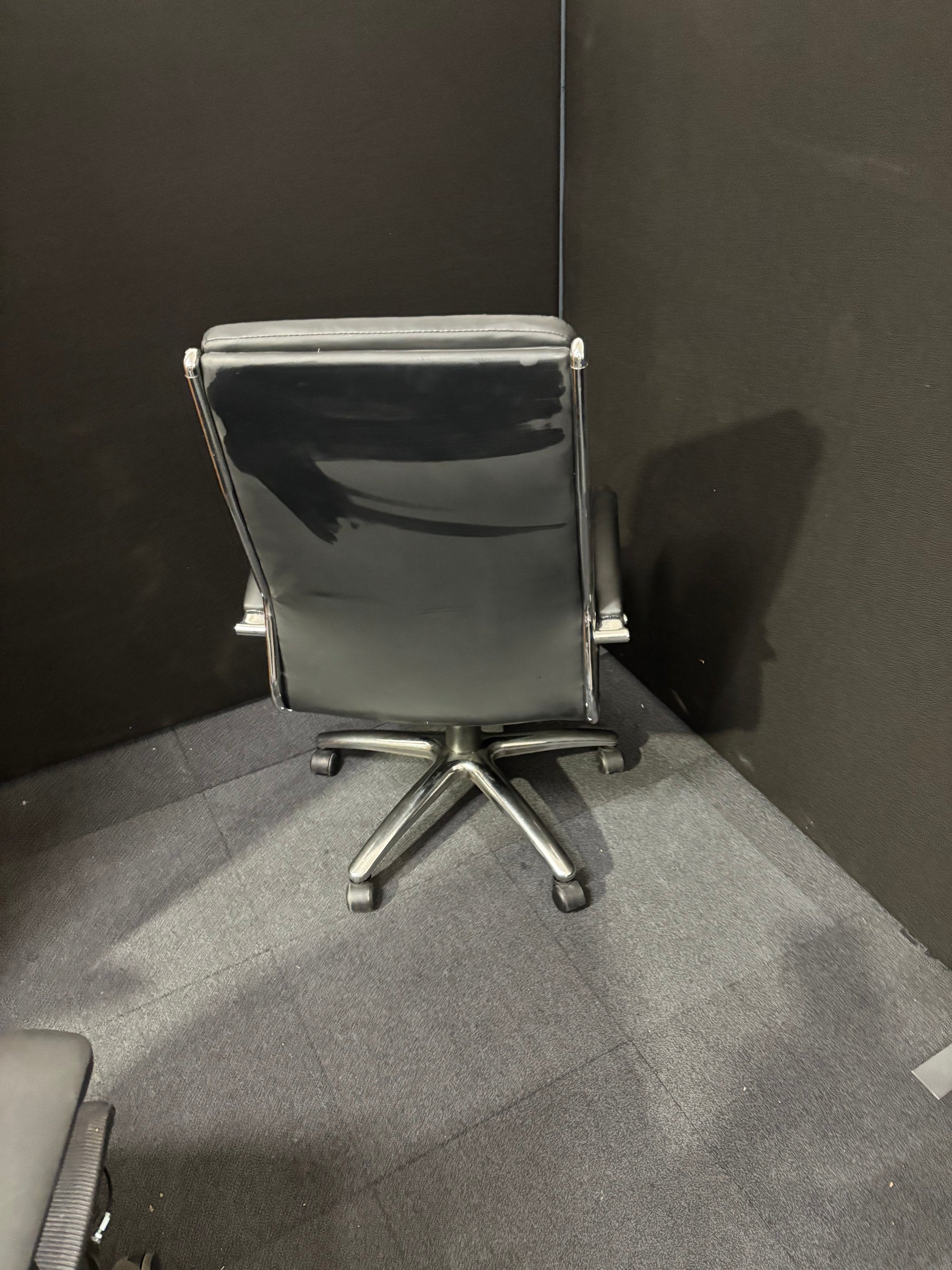 Florence high back executive chair - black faux leather with fixed arms