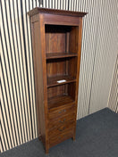 Tall solid wood unit featuring open shelving and bottom drawers. (H 180 x W 58 x D 33 cm) 44590
