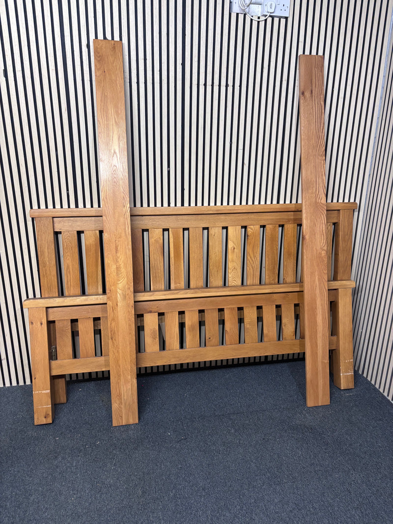 6ft Solid oak wooden bed frame with slatted headboard and footboard, super king 44732