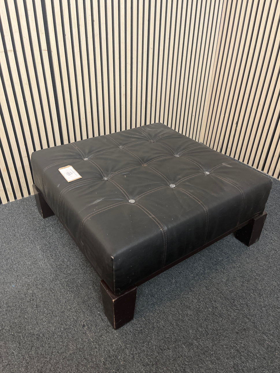 Dark brown leather square footstool (H 185 x W 44 x D 39 cm) 43345