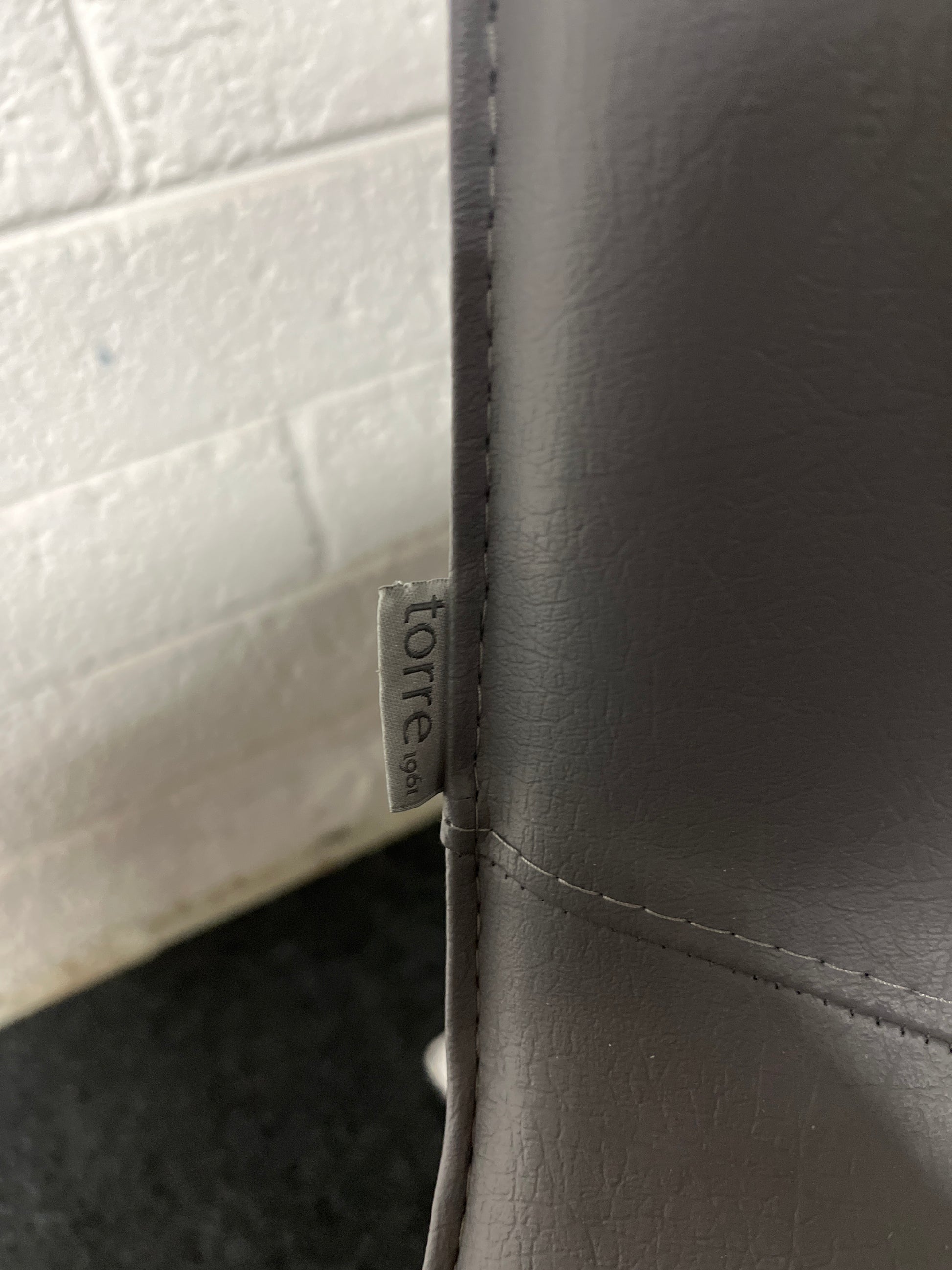 BRAND NEW Torre Italian stackable chair, chrome frame with grey leather seat and back. 4124