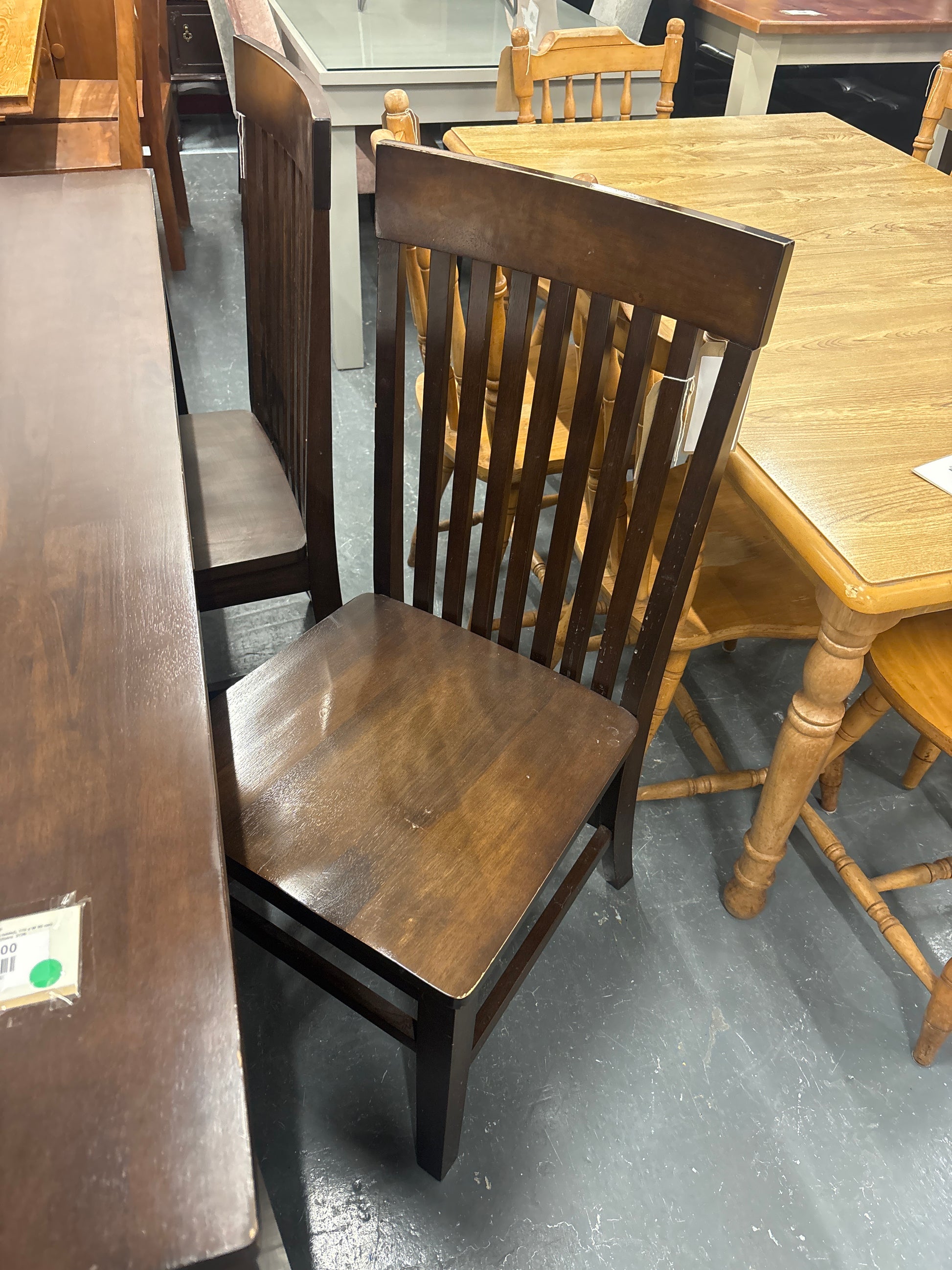 Dark wood rectangular dining table(L 170 x W 90 cm) with 6 matching chairs 3126