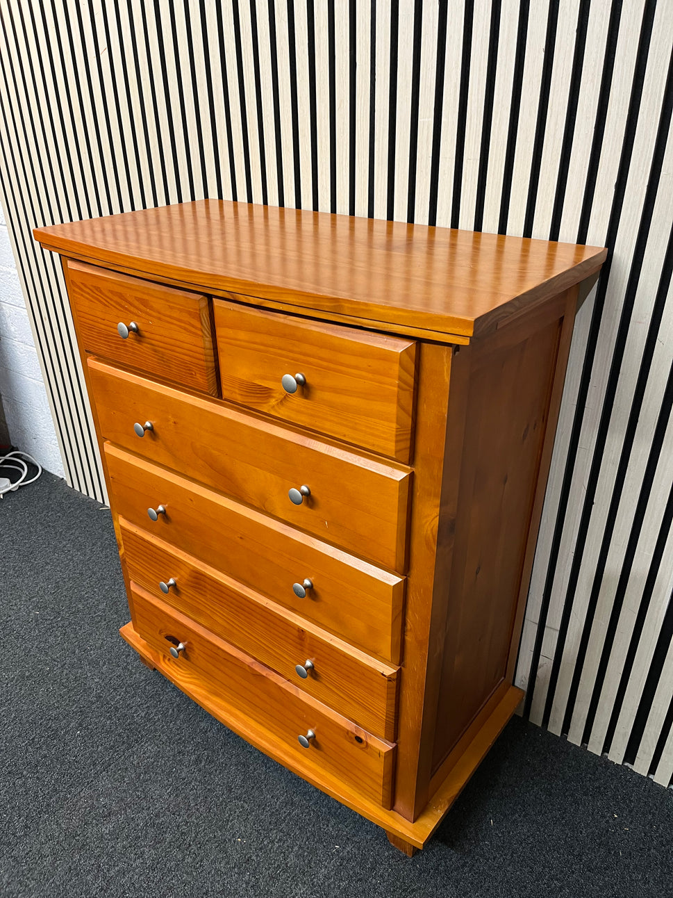 4+2 tall solid pine chest of drawers (H 97 x W 80 x D 40 cm) 3126
