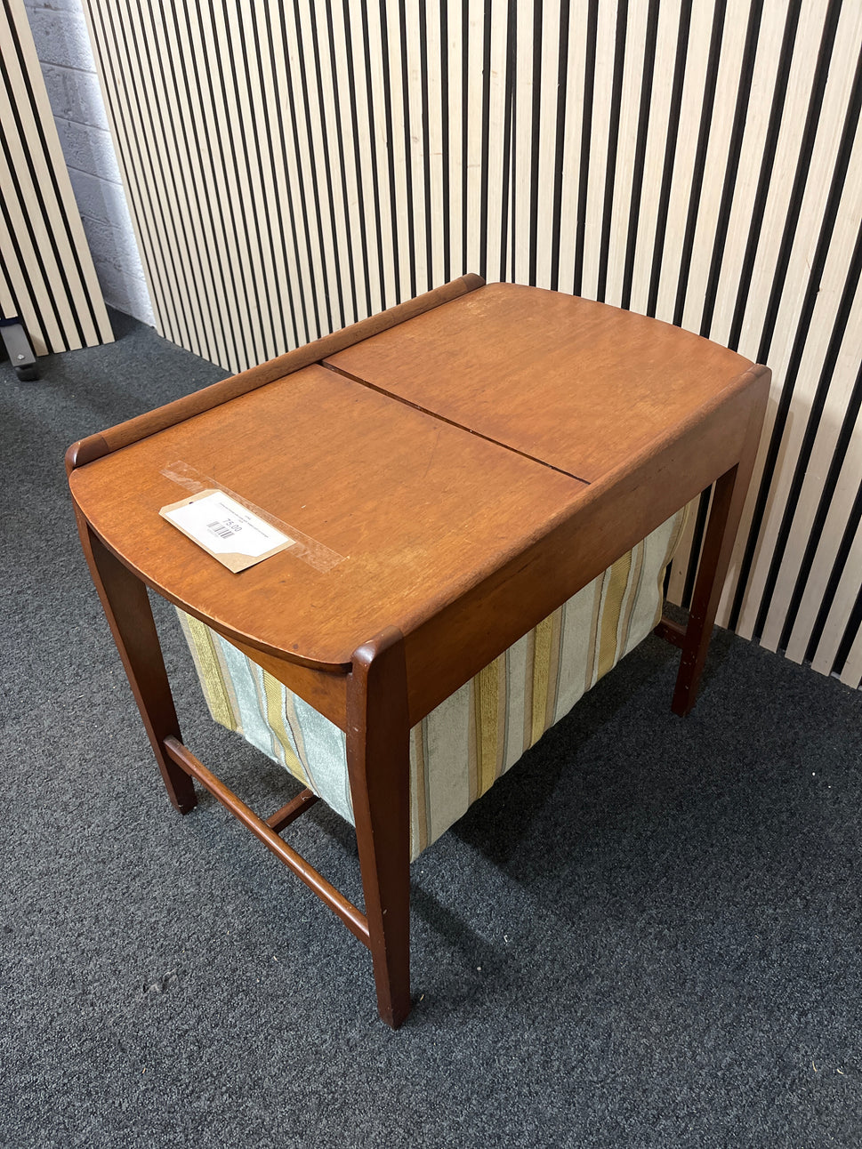 Darkwood framed side table with hidden pull out storage 2425