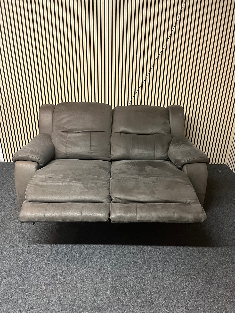 2 seater ELECTRIC recliner light brown microfibre sofa 1325
